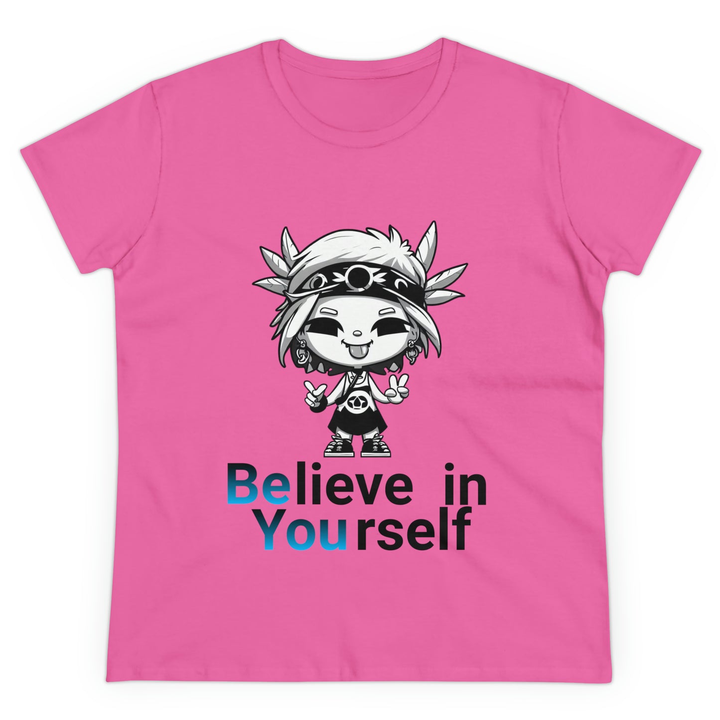 Women's Midweight Cotton Tee, Believe in Yourself chibi