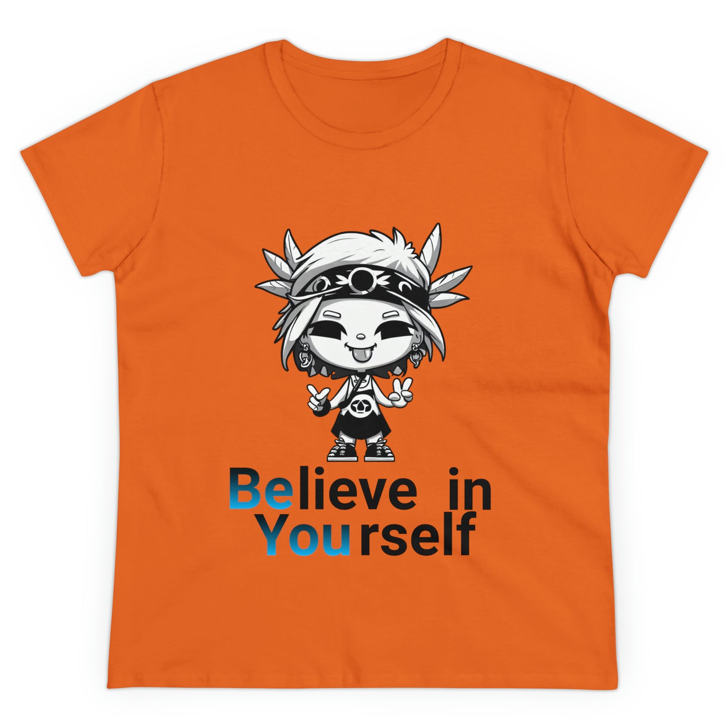 Women's Midweight Cotton Tee, Believe in Yourself chibi