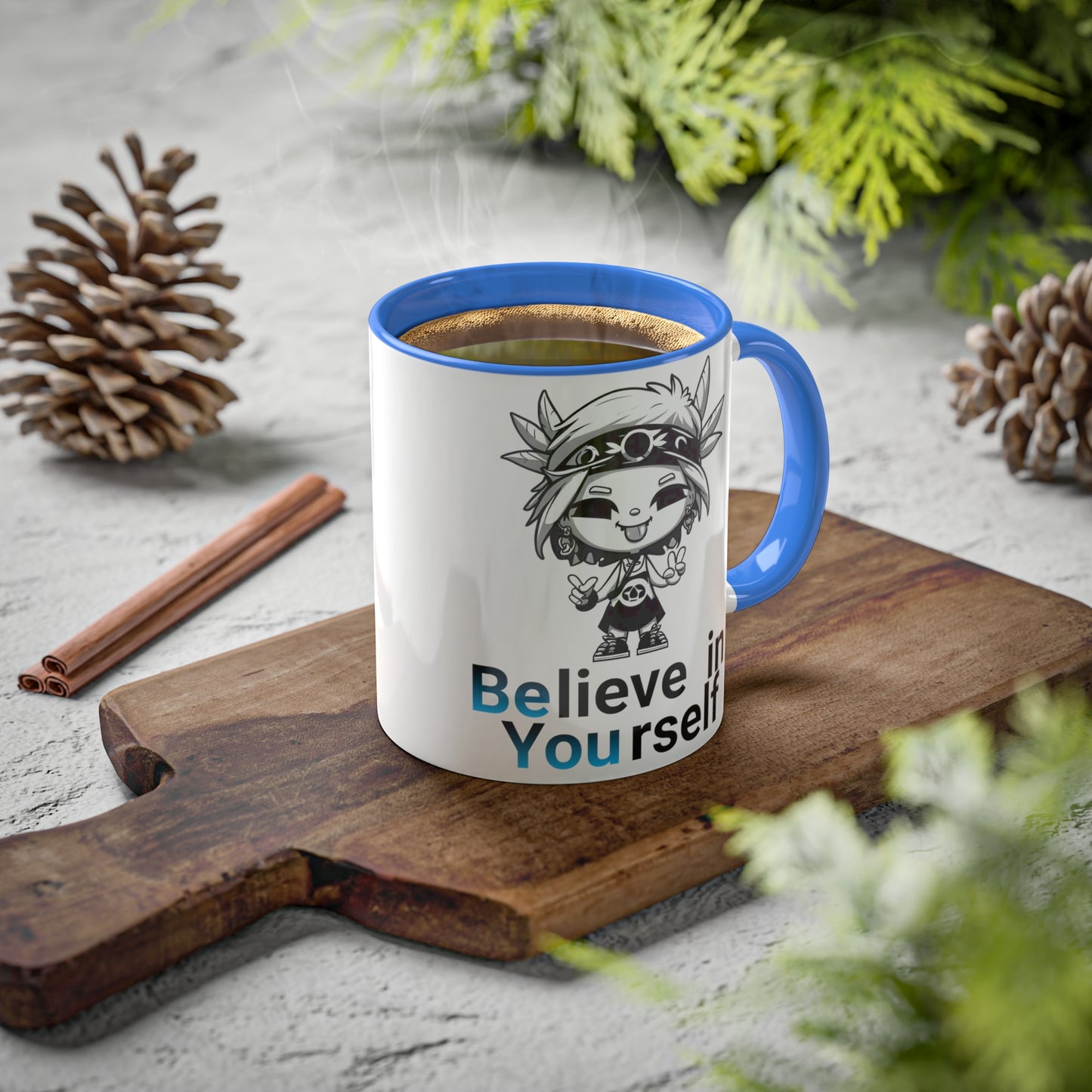 Colorful Mugs, 11oz, Believe in yourself chibi